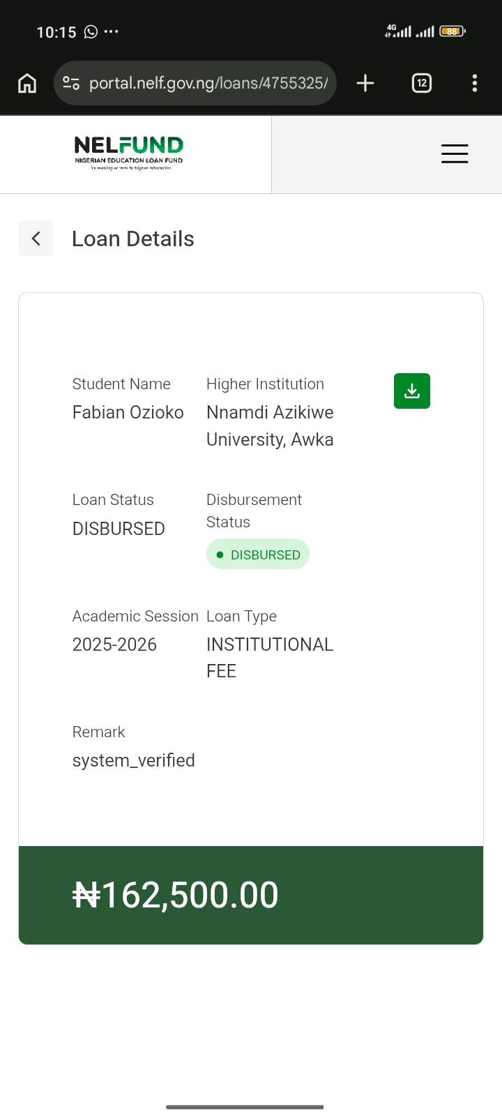 Nelfund school fees disbursement refund.